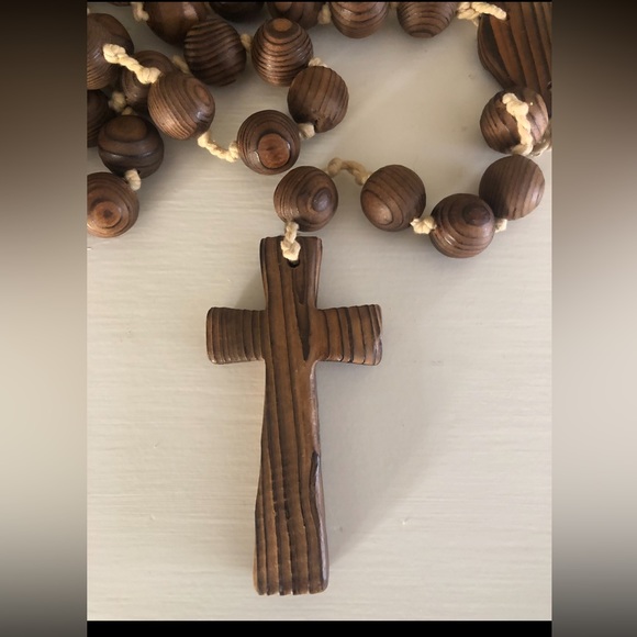 Large Catholic Wooden Rosary Prayer Beads - Picture 3 of 6